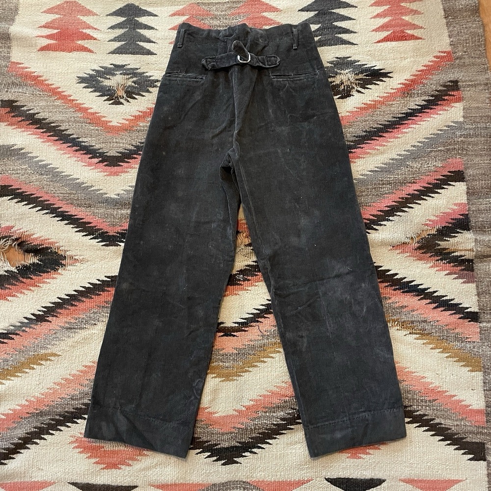 Vintage 50s Corduroy Buckle Back Pants 28x26 American USA Made Cotton Drop Loop